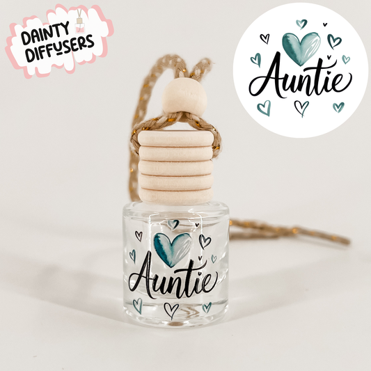 Auntie W/ Blue Hearts Car Diffuser
