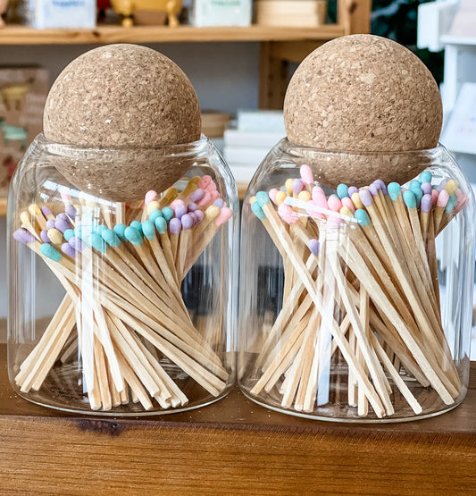 Pastel Matches In Glass Container