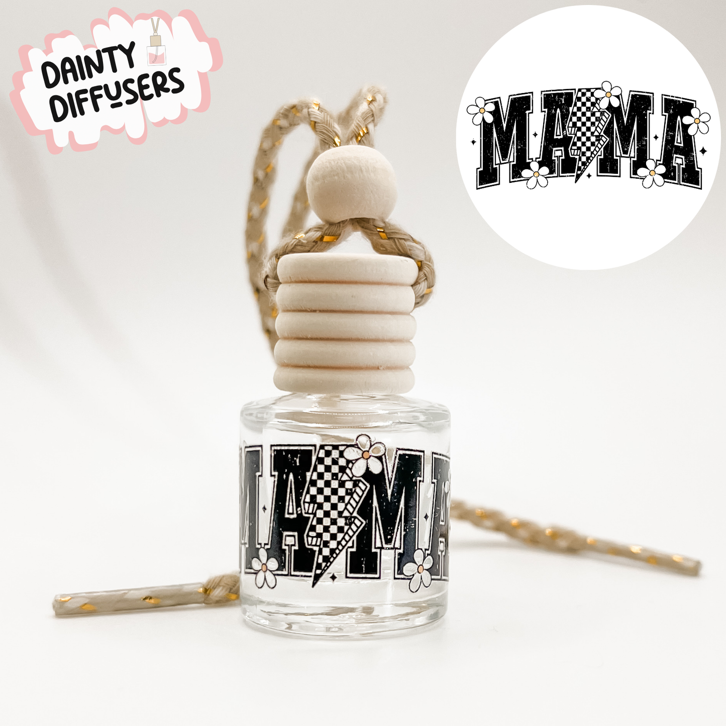 Black Lightening Bolt Mama Car Diffuser
