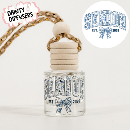 Blue Floral Print Senior 2026 Car Diffuser