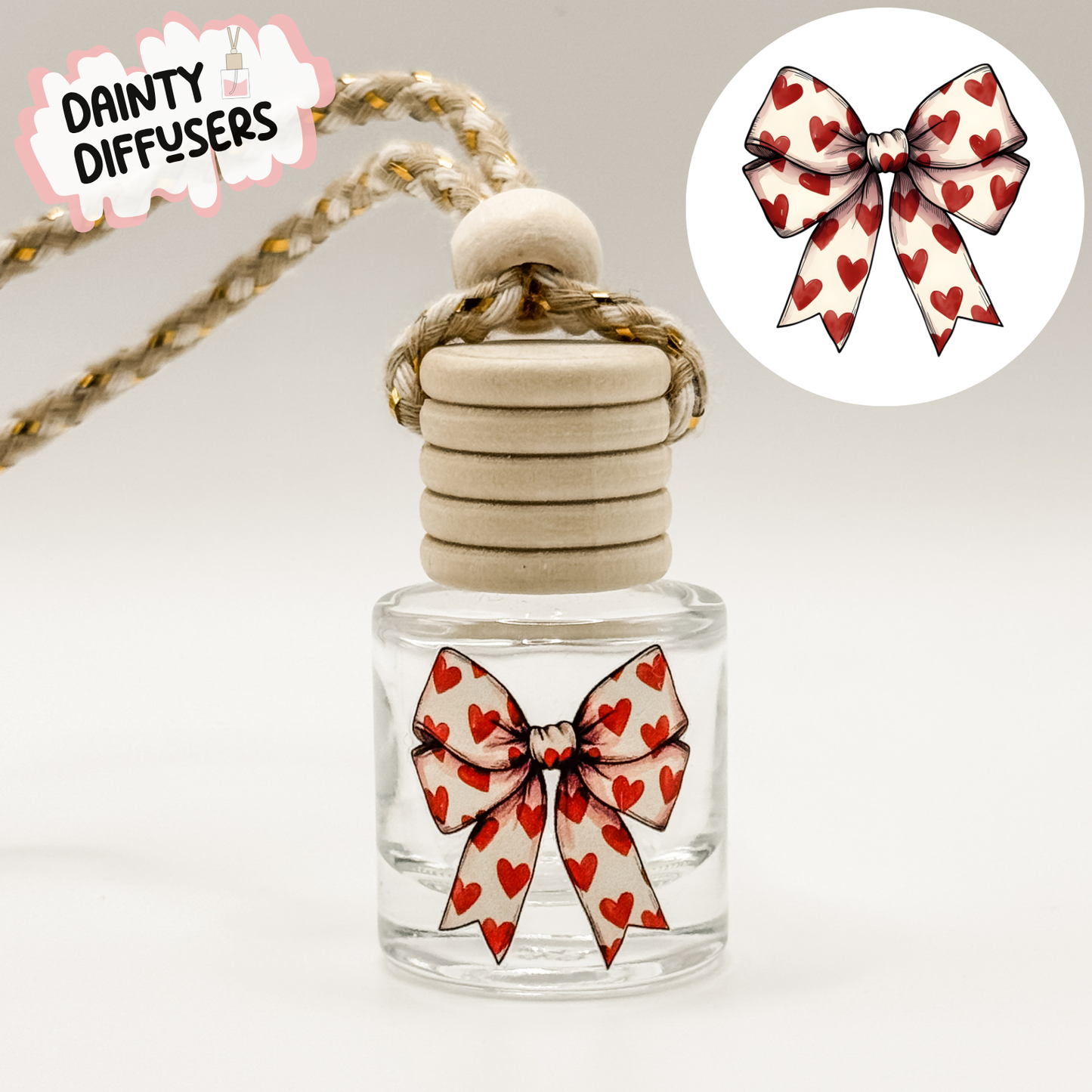 Bow W/ Red Hearts Car Diffuser