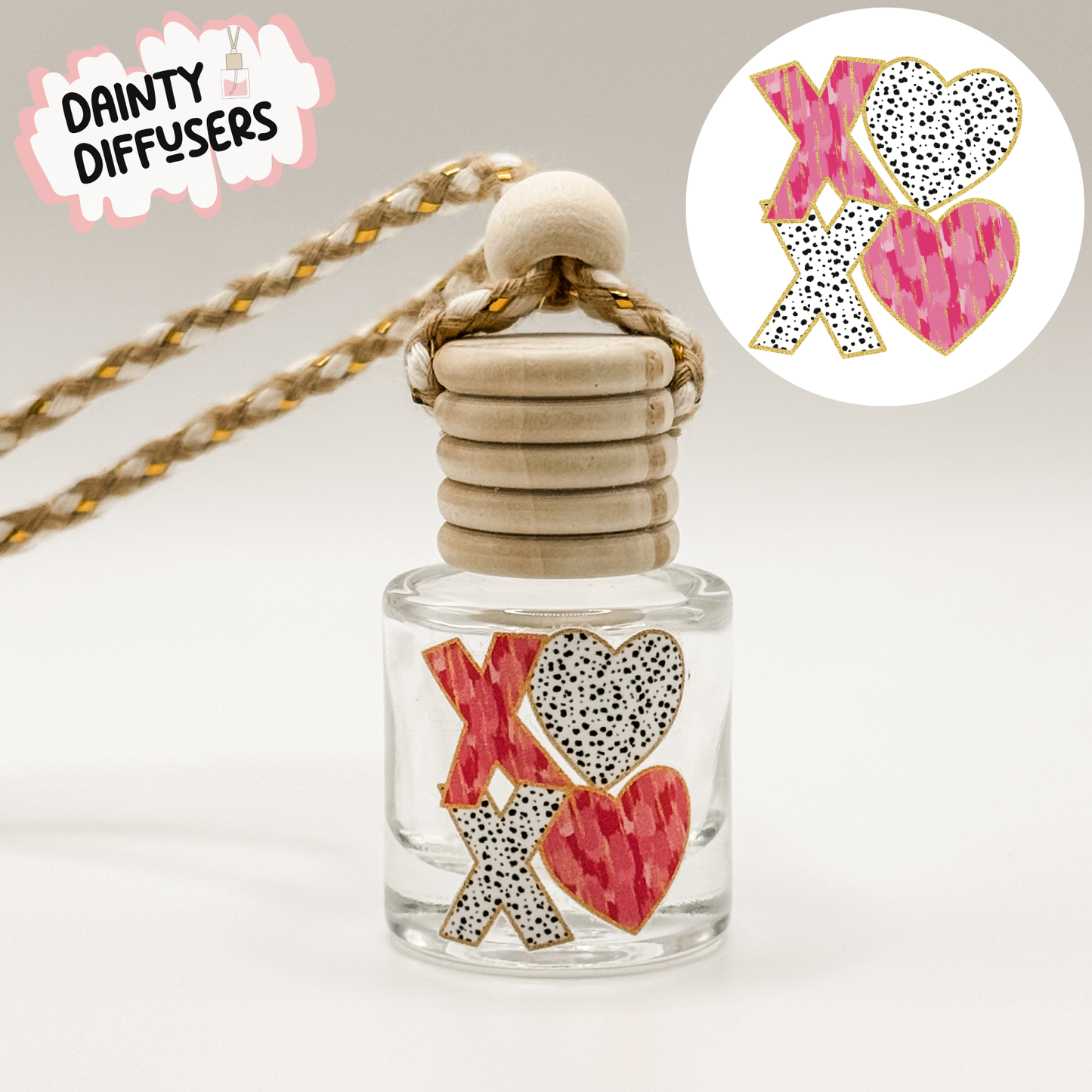 Pink & White XO Car Diffuser