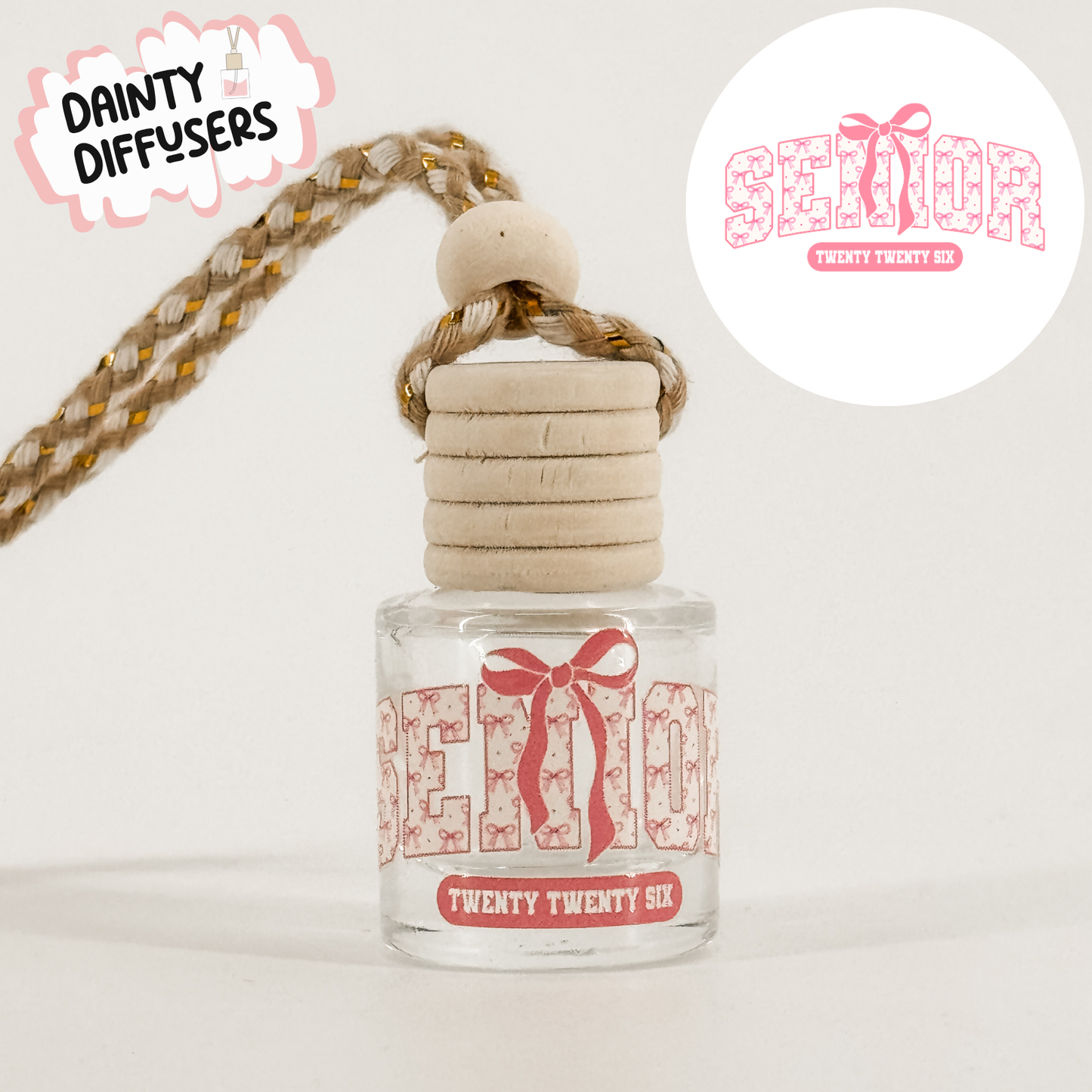 Pink Floral Print Senior 2026 Car Diffuser