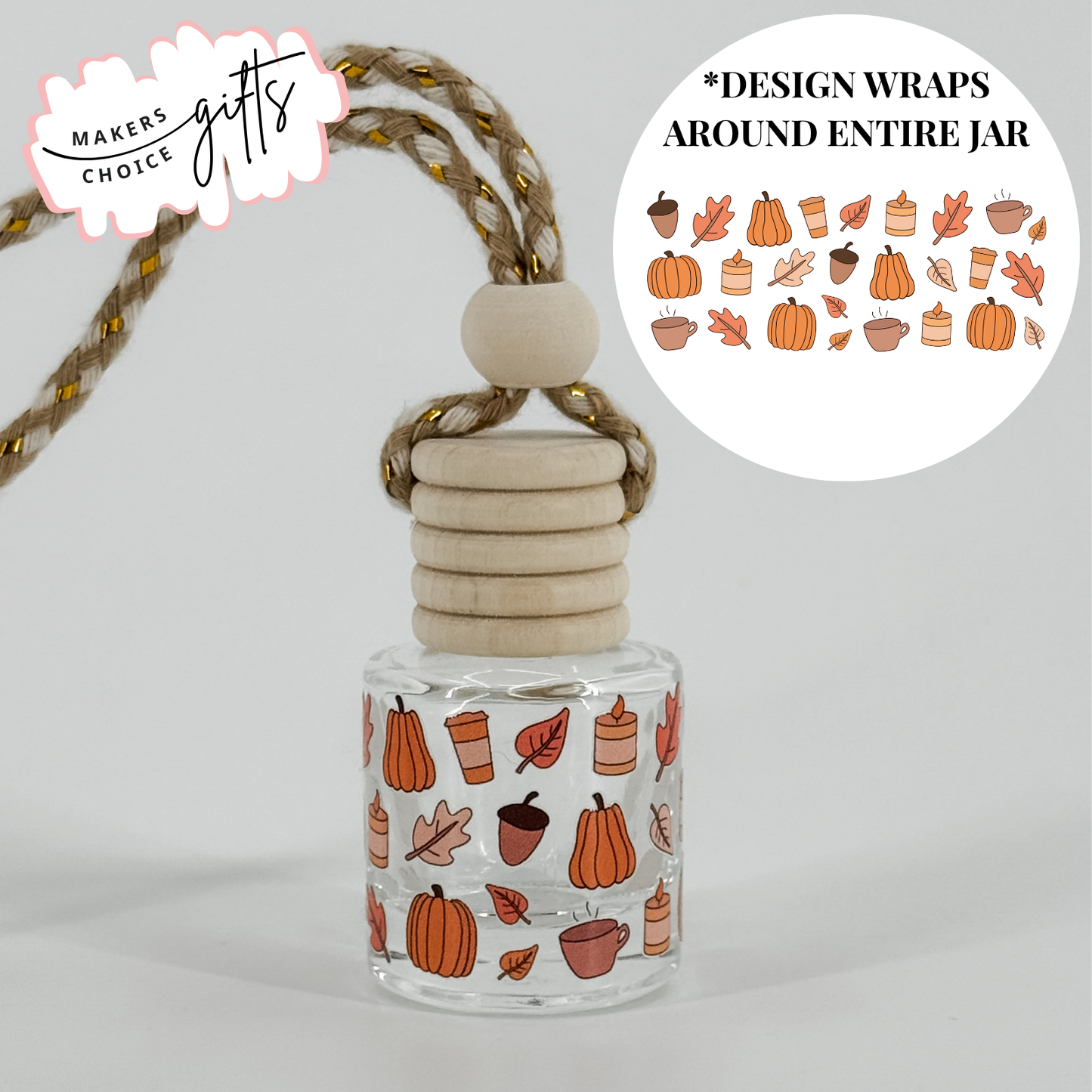 Fall Scented Car Diffusers - Cozy Wrap-Around Designs