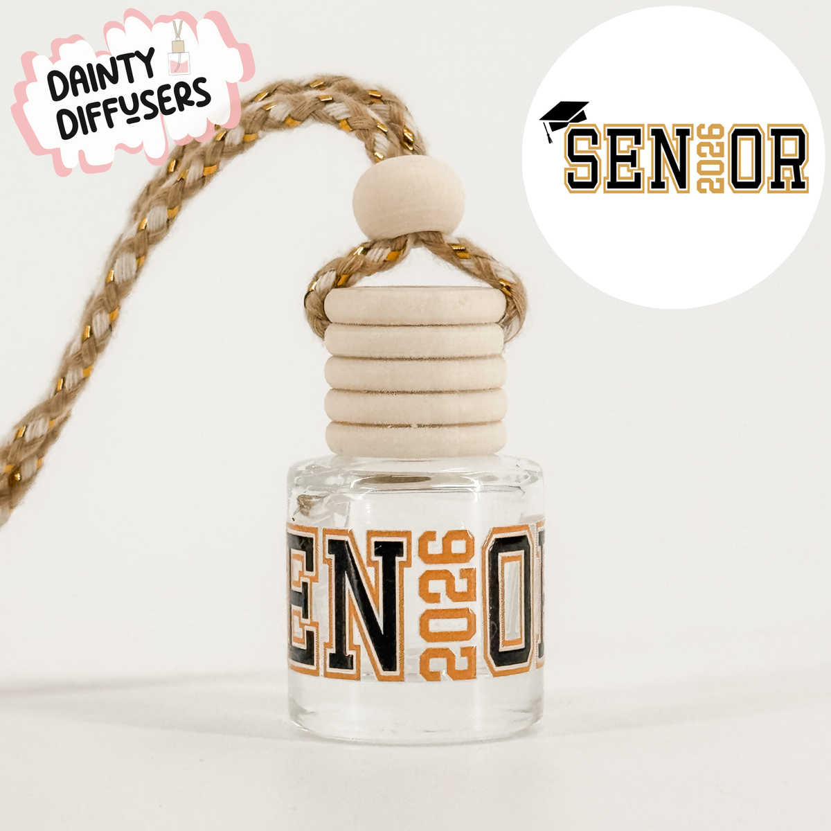 Senior 2026 Black & Gold Car Diffuser