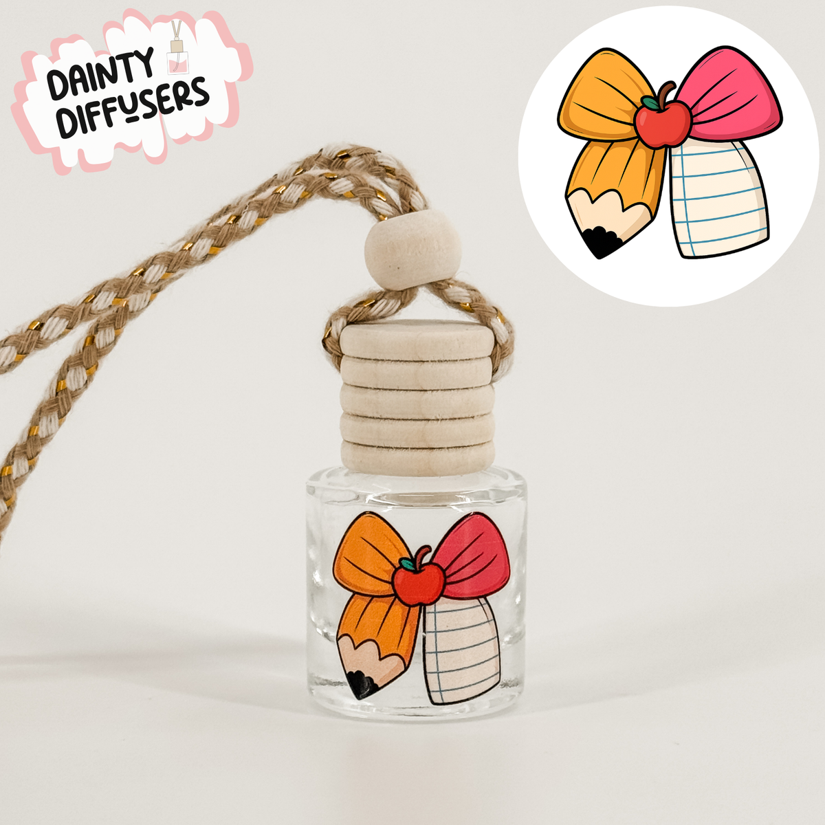 Teacher Pencil Bow Car Diffuser