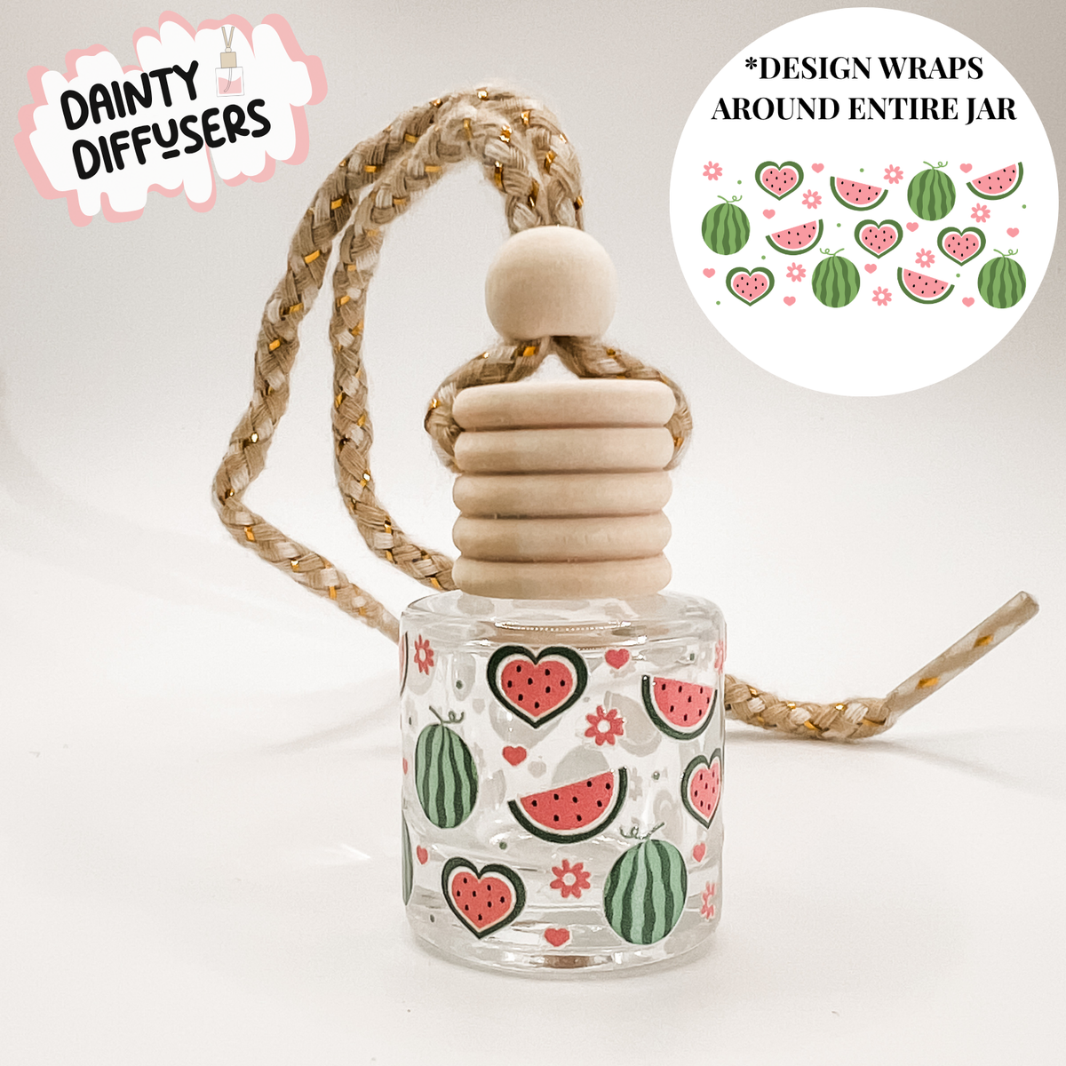 Watermelon Hearts Wrap-Around Car Diffuser