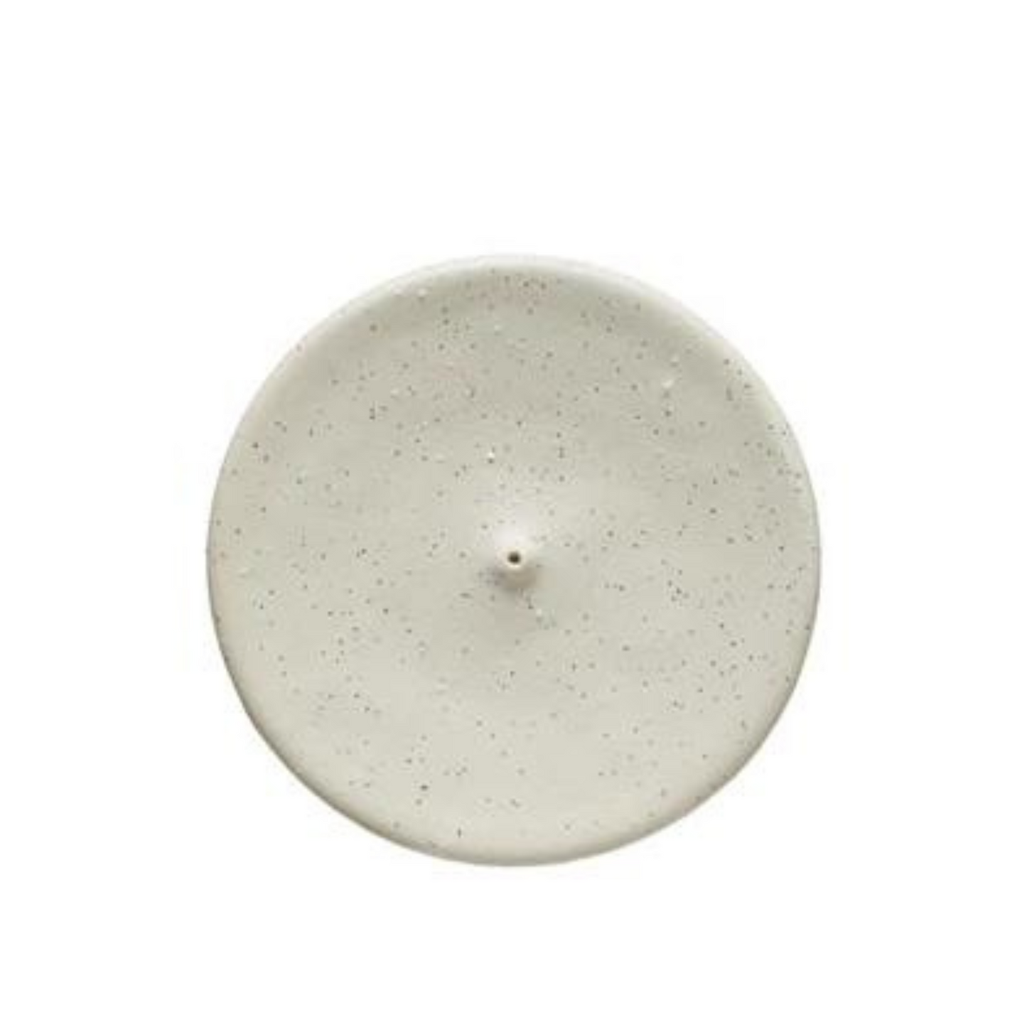 Round Stoneware Incense Holder- Speckled White