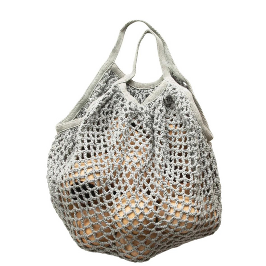 Cotton Crochet Market Bag- Grey