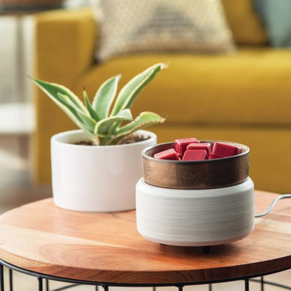 2-In-1 Classic Fragrance Warmer- White Washed Bronze