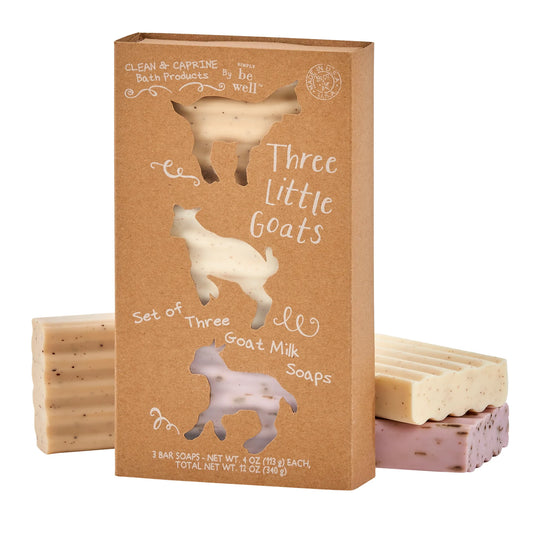 Three Little Goats Bar Soap Set- Almond, Honey & Apricot, Lavender