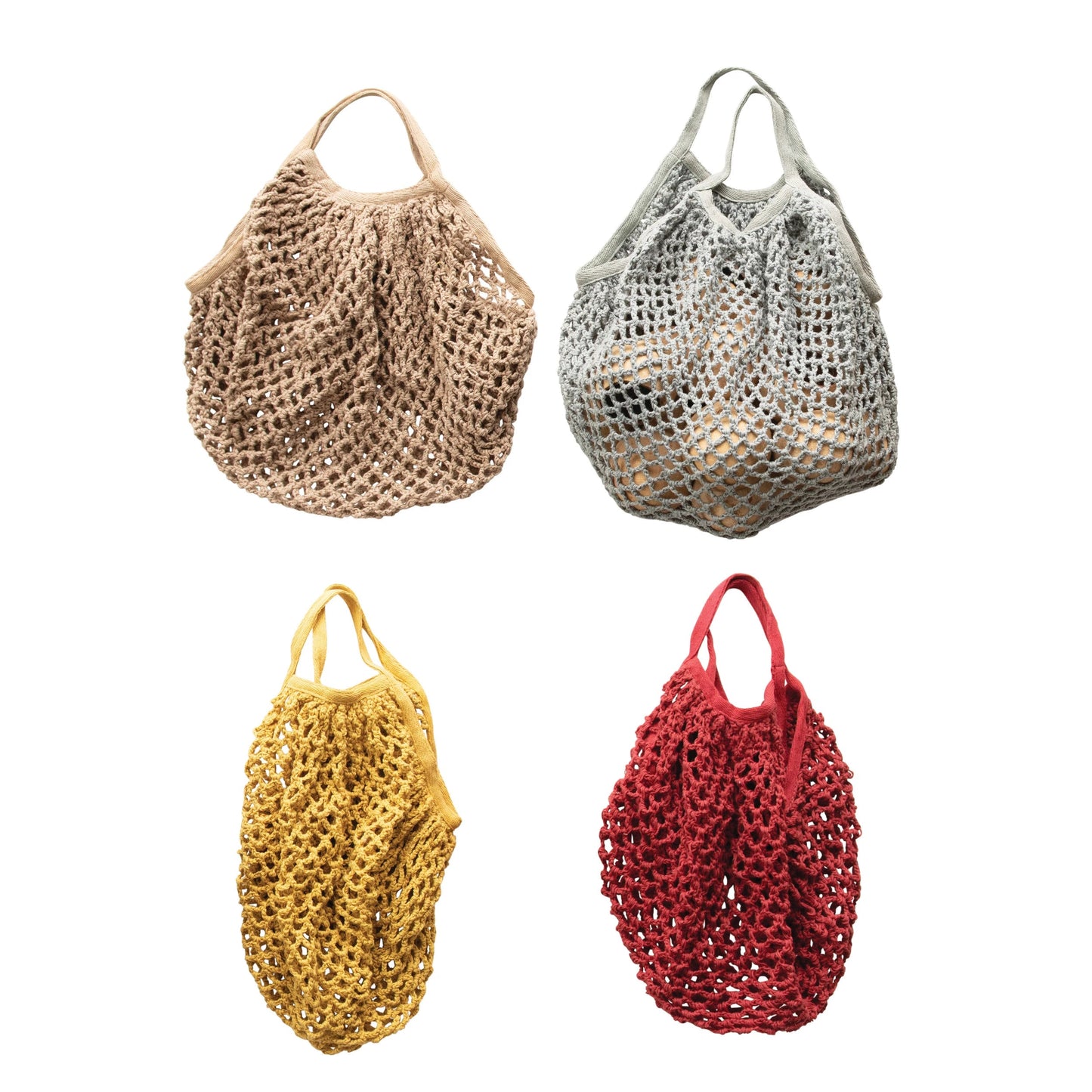 Cotton Crochet Market Bag- Maroon