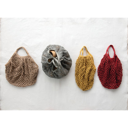 Cotton Crochet Market Bag- Yellow