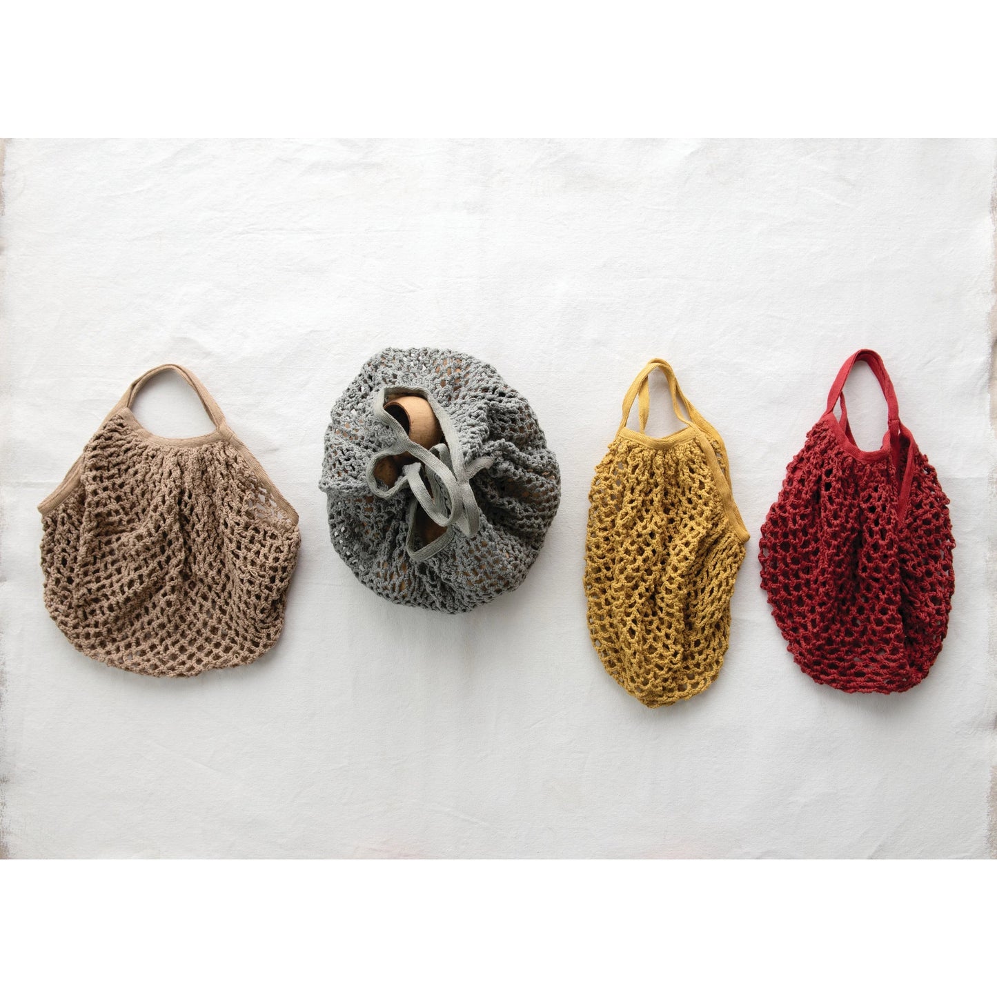 Cotton Crochet Market Bag- Tan