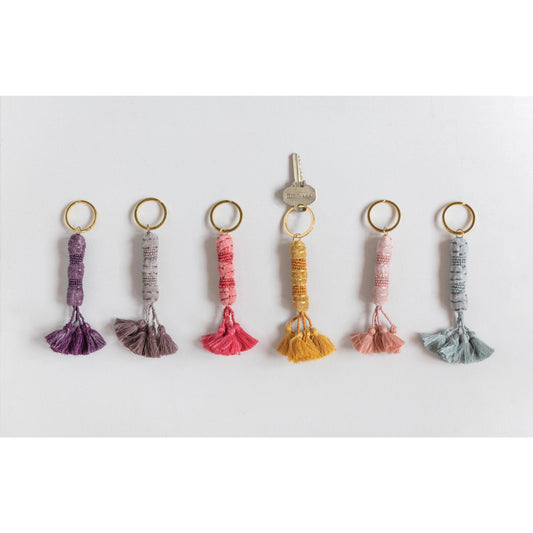 Beaded Tassel Keychain- Dark Purple