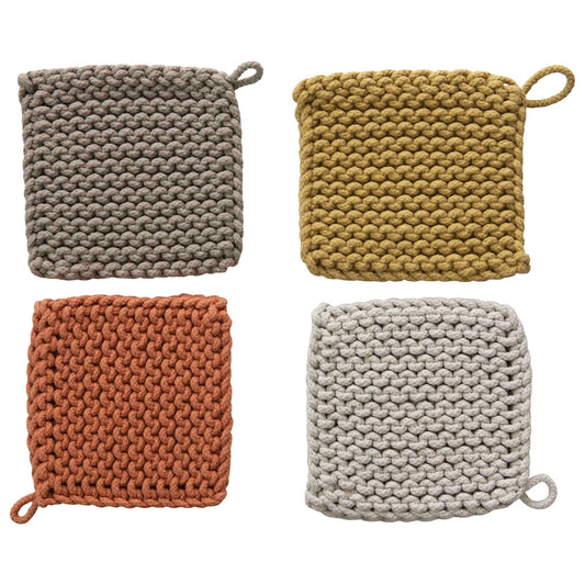 Crocheted Pot Holder- Light Grey